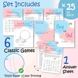 WOODAMORE Baby Gender Reveal Games for Guests - Funny Baby Shower Games for Boy or Girl Gender Reveal Decorations, Baby Bingo for Gender Reveal Ideas, Old Wives Tales, Mom Or Dad Gender Party Game