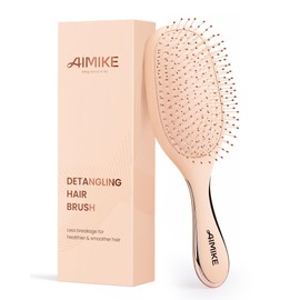 AIMIKE Detangling Brush, Detangler Paddle Brush w/Soft Bristles, Pain-Free Detangle Hairbrush Loosens Stubborn Tangles, Extra Gentle on Sensitive and Fine Hair, for Women & Kids Wet Dry Hair