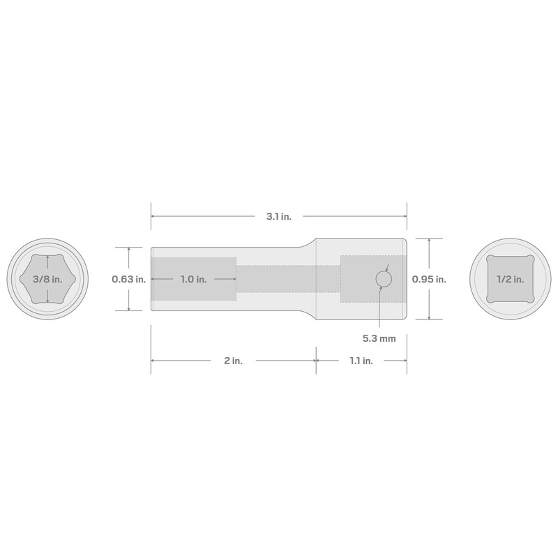 TEKTON 1/2 Inch Drive x 3/8 Inch Deep 6-Point Impact
