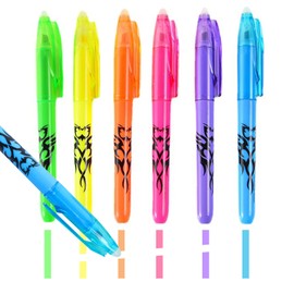 DxJ Erasable Highlighter Pens Light Soft Color,6 Color Hot Erasable Marker Pens,Chisel Tip Marker Pen with Rubber for Adults Kids Students School Office Stationary Supplies Gifts Stylo ESffaçable