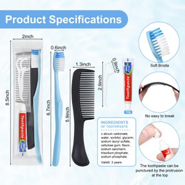20 Sets Disposable Toothbrushes with Toothpaste Floss Comb Individually Wrapped, Disposable Toothbrush Bulk, 10g Toothpaste,Dental Floss,6in Comb Bulk Toothbrush Kit for Homeless,Airbnb,Hotel
