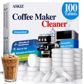 100 Pack Coffee Machine Cleaner Descaler Tablets,Coffee Maker Cleaner for Keurig, Ninja, Breville, Delonghi, Nespresso, Miele,Espresso Machine Cleaning Tabs,Descaling Solution for Coffee Pot Maker