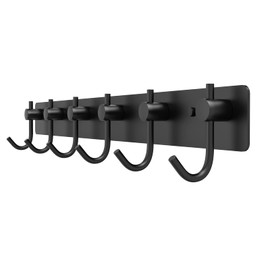 VAEHOLD Wall Hooks for Hanging, Black Coat Rack Wall Mount with 6 Coat Hooks, Towel Hanger, Hat Hooks, Robes Hook in Bathroom, Bedroom, Kitchen, Living Room (1PACK)