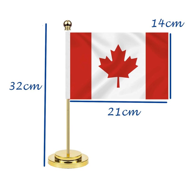 Canada Desk Flag,12 inch Tall Small Canadian Outdoor Banner,Tiny Printing