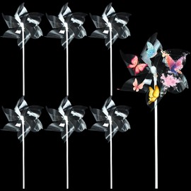 BROVITI 6 Sets Novelty DIY Coloring Pinwheels Painting Craft Color Your Own Clear Pinwheels Decorations for Home School Outdoors Activity Birthday Party Supplies