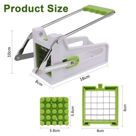ANJUKE Frit Slicer, Potato Cutter for French Fries with 2 Stainless Steel Blades, Potato Cutter for French Fries, Vegetables, Carrots, Cucumbers, Perfect for Air Fryer (Green/White)