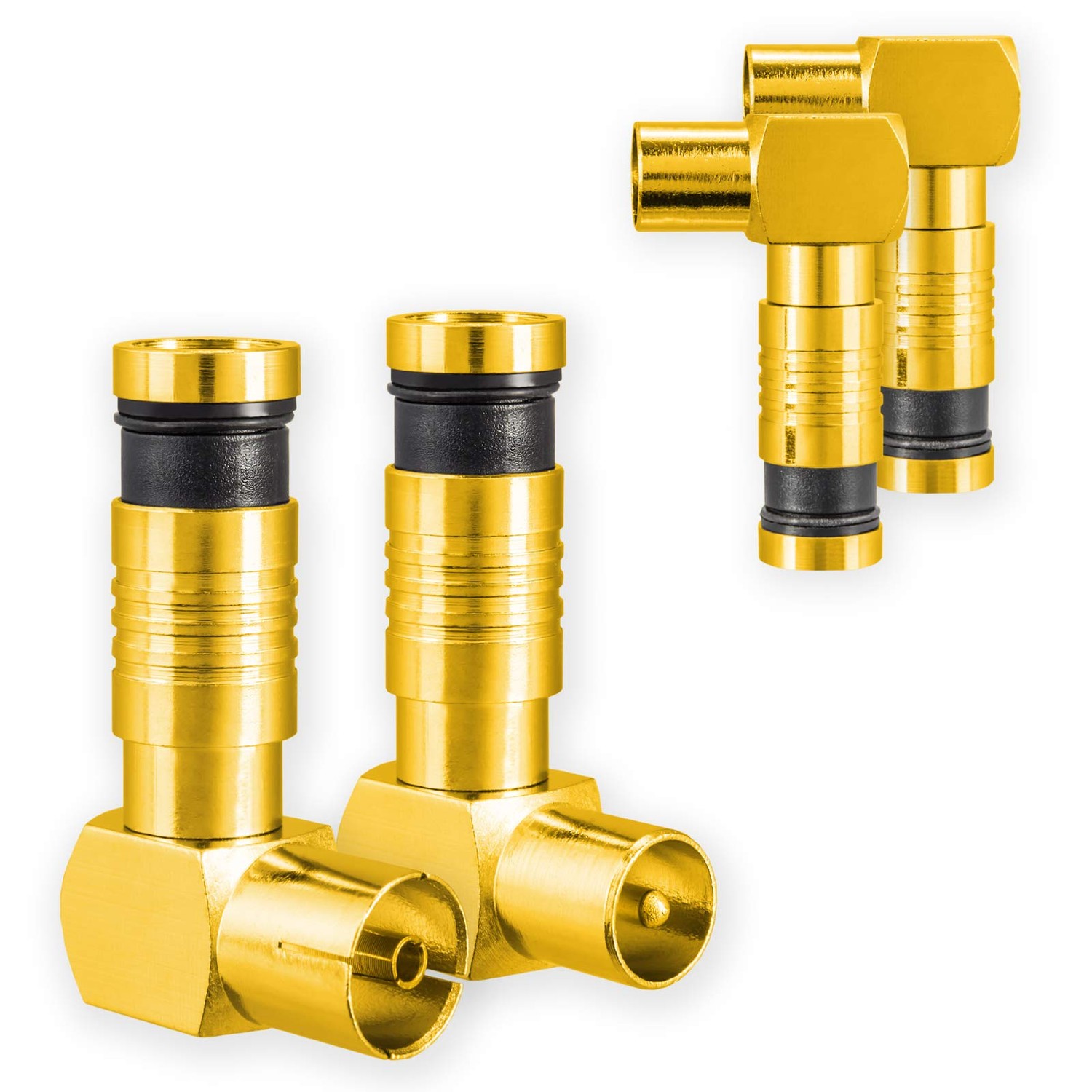Right Angle Plug Set 2 x Male and 2 x Female for Cable View, Antenna ...