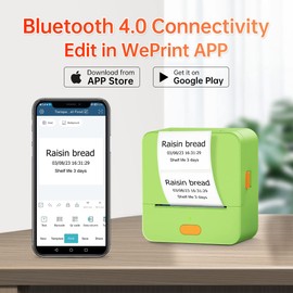 Label Maker Machine with Tape Thermal Bluetooth Label Printer Inkless Sticker Maker Portable Sticker Printer for Home and Office Organization, Kitchen ,School with 2'' x1.18'' Labels-200pcs Green