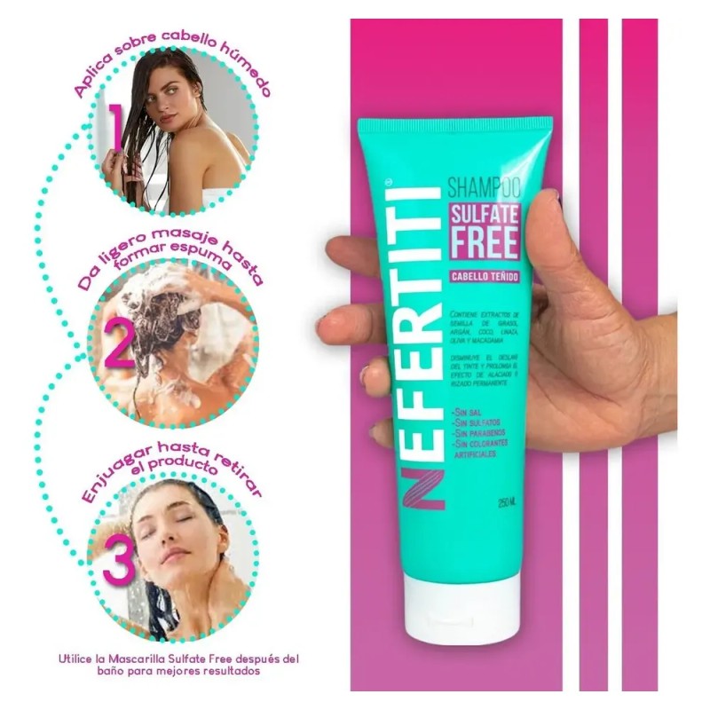 Nefertiti Shampoo Y Mascarilla Sulfate Free Cabello Teñido