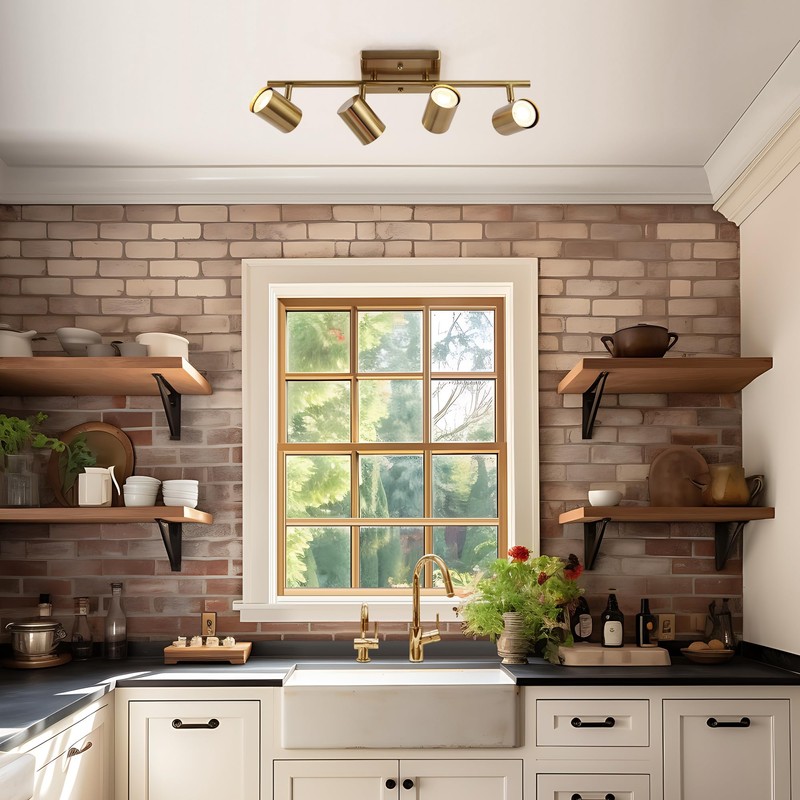 KSANA LED 4 Light Track Lighting, Gold 4 Way Ceiling