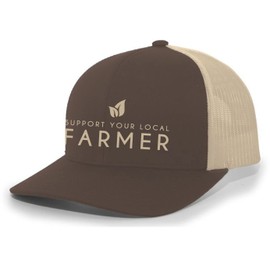 Trenz Shirt Company Support Your Local Farmers Farm to Table Mens Embroidered Mesh Back Trucker Hat, Brown/Khaki