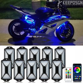 KEEPDSGN For Yamaha YZF R1 R3 R6 R7 10 Pods RGB LED Rock Lights Underglow LED Light Kit