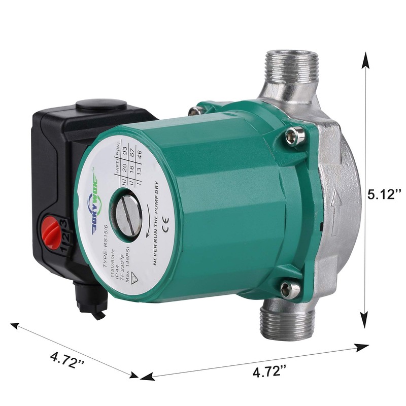 BOKYWOX 110-120V 3/4'',3-Speed Food Grade Domestic Circulation Pump Hot Water