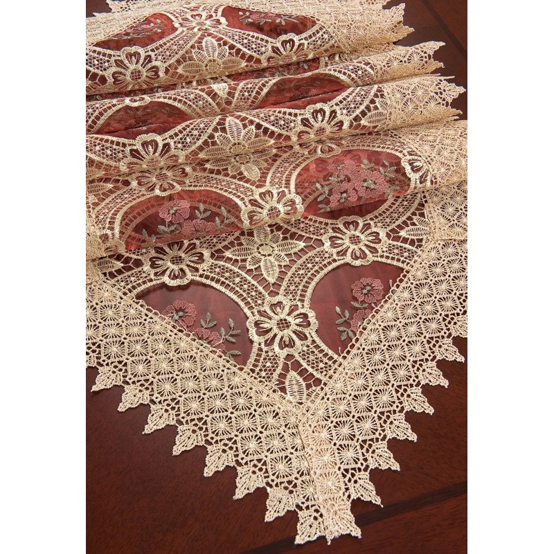 Simhomsen Burgundy Lace Table Runner 16 × 108 Inch Long