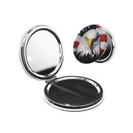 KWSAAHU Double-Sided Pocket Compact Mini Makeup Mirrors 1x, 2X Magnifying Mirror Portable Foldable Round Small Purse Mirror Suitable Daily Party Travel for Man Woman - Cool Eagle