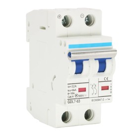 2 Pole DC Miniature Circuit Breaker, 500V 32 Amp DC Breaker Solar Disconnect Switch C32 for Solar Panel PV System
