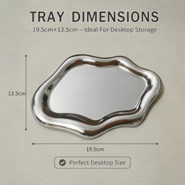 Tastetreasure Silver Cloud Trinket Dish Jewelry Tray, Aesthetic Plastic Jewelry Organizer for Rings Earrings Bracelets, Modern Vanity Tray for Dresser Decor, Small Decorative Key Bowl