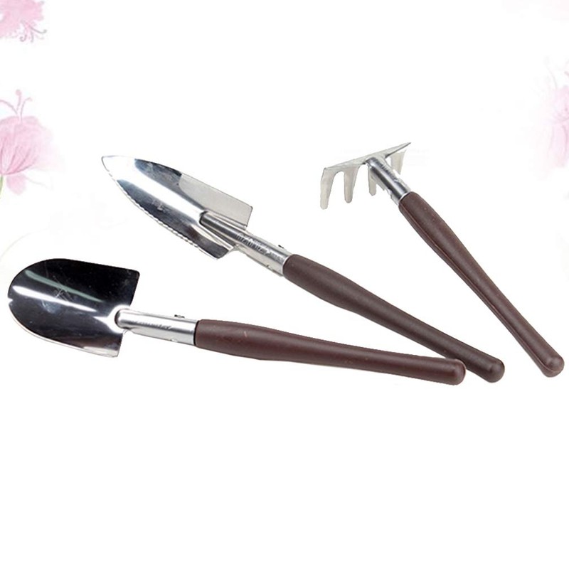 Hemoton Handheld Garden Tool Set 3 Pieces Mini Rake Shovel
