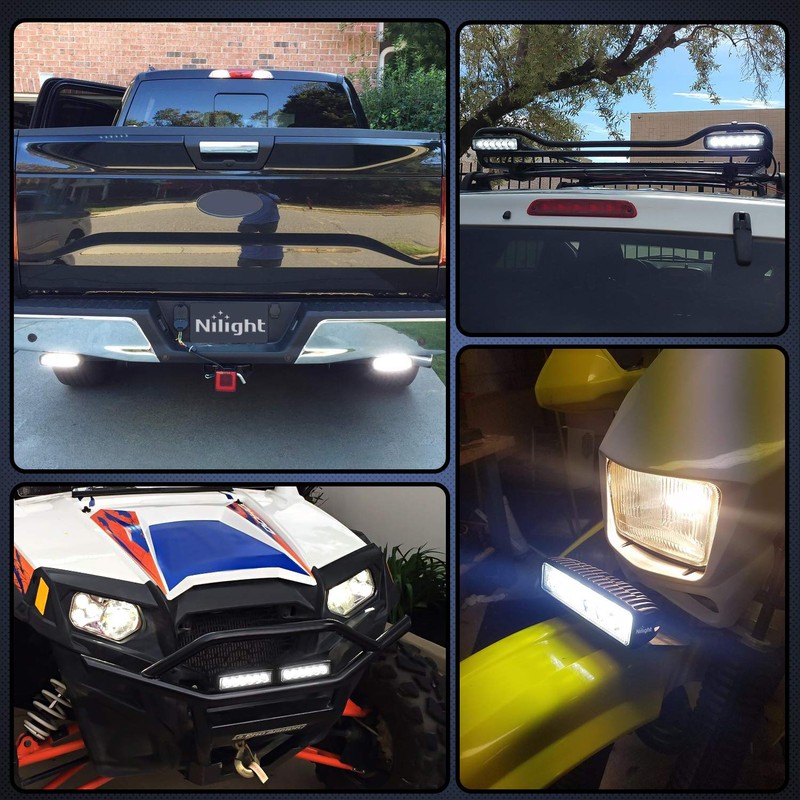 Nilight LED Light Bar 2PCS 18W 6Inch Flood LED Pods