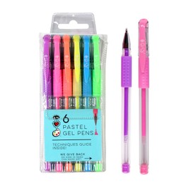 I Heart Art Glitter Pastel Gel Pens 6 Pack, Gel Pens 6 Pastel Colours Glitter Gel Pen Set for Adult Colouring Books Doodling Drawing Writing