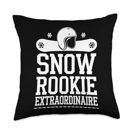 Skiing and Snowboarding Beginner Winter Sports Enthusiast Throw Pillow