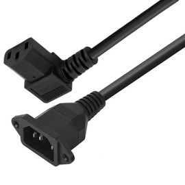 Traovien C14 to C13 Panel Mount Power Cable, 90 Degree Left IEC 320 C13 Female to C14 Male PDU Power Supply Extension Cord, for Computer LED HDTV Monitor and Scanner -15 Inch