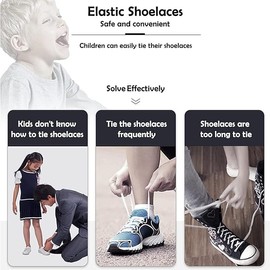 MIHUTU Elastic Shoelaces, Laces without Tying Children, Elastic Shoelaces Rubber with Metal Capsules, 100 cm, 1 pair no. 2 black