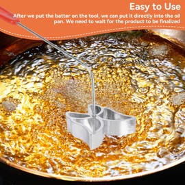 Bunuelos Mold with Handle, 4PCS Rosette & Timbale Set Rosette Cookie Bunuelos Tool Aluminum Cast Waffle Molds Set with 4 Molds for Kitchen Baking Cooking