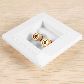 Juwacoo Dual Jack Speaker Wall Socket Connection Port with Gold-Plated Connectors and in-Built Wire Hole, Speaker Wall Plate Speaker Connectors, White