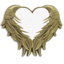 PinMart Heart with Angel Wings Enamel Lapel Pin – Enamel Heart Lapel Pin with Antique Gold-Plated Angel Wings – Wing Badge with Secure Clutch Back