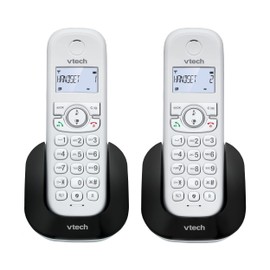 VTech VTech CS1501 DECT Digital Cordless Phone with Call Block, 2 Handsets, Intercom, Landline House Phones, White, Caller ID/Call Waiting, Redial, Handsfree, illuminated Display and Keypad