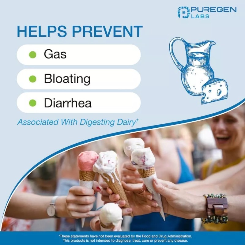 Puregen Dairy Rescue Fast Acting Lactase Enzyme 9000 FCC 360