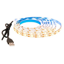 KXZM USB LED Strip Light Warm White, 5V USB Powered 13.2ft 240LEDs Flexible SMD2835 High Brightness 3000-3500K No-Waterproof IP33 LED Tape Lights(2pcs x 6.6ft)