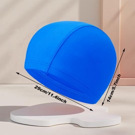 Fabric Swimming Cap Kids Comfortable Elastic Material Swimming Hat Non-slip Fabric Swim Hat Swim Caps for Long and Short Hair-Royal Blue