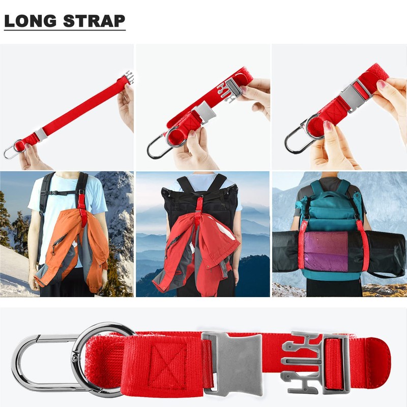 Elastic Jacket Gripper Travel Strap with D-Ring Hooks and Buckle,