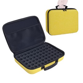 LANDFOBO Essential Oils Carrying Case Holds 60 Grids for 1-3ML Roller Bottles 5ml, 10ml, 15ml Bottles Storage Organizer Bag Hard Shell EVA, Essential Oil Bag with Detachable Sponge Pad Yellow