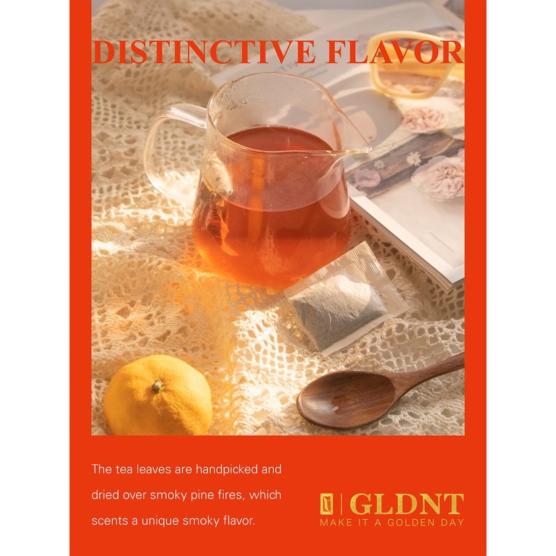 GLDNT Organic Lapsang Souchong Tea Bags, Organic Smoked Black Tea,