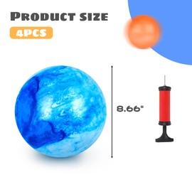 AMOR PRESENT 4PCS Bouncing Ball with Pump, 8.7inch Marbleized Bouncy Balls Rubber Inflatable Kick Ball Game Ball Bouncing Sensory Balls for Kids