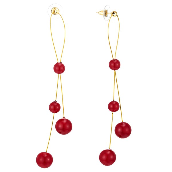 Bohemian Long Dangle Earrings Statement Earrings Red Gemstones Chandelier Tassel,