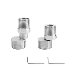 0XBIT 360 Degree Adjustable Angled Curved Foot, 2 Pieces Stainless Steel Faucet Angled Curved Foot, Shower Faucet Adapter, Adjustable Length, Faucet Curved Foot, Suitable for Kitchen, Bathroom