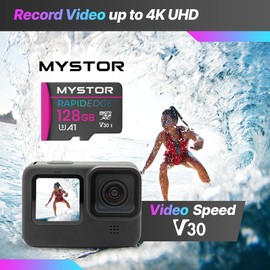 Mystor Micro SD Memory Card for Nextbase 522GW, 322GW, 422GW, 622GW, IQ 1K, 2K, 4K Nextbase MicroSD card Dash Cam Micro SD Memory Cards Dash Cam, Video Speed V30, UHS-1 U3 (128GB MicroSD RapidEdge)