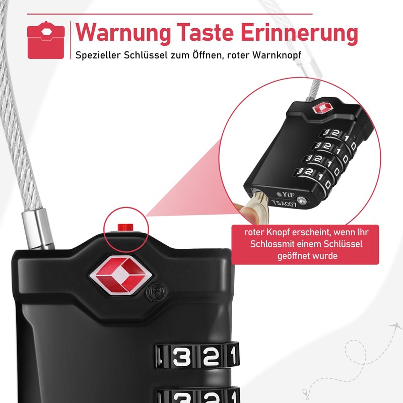 NAGE TSA Suitcase Lock, Lock with Combination Code, 4 Digit,