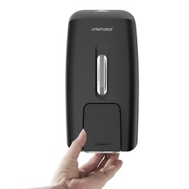 Wall Mounted Soap Dispenser, No Drilling Required, Manual Soap Dispenser, Shower Gel and Shampoo Dispenser with Transparent Window, Suitable for Bathroom and Kitchen, 800 ml (Black)