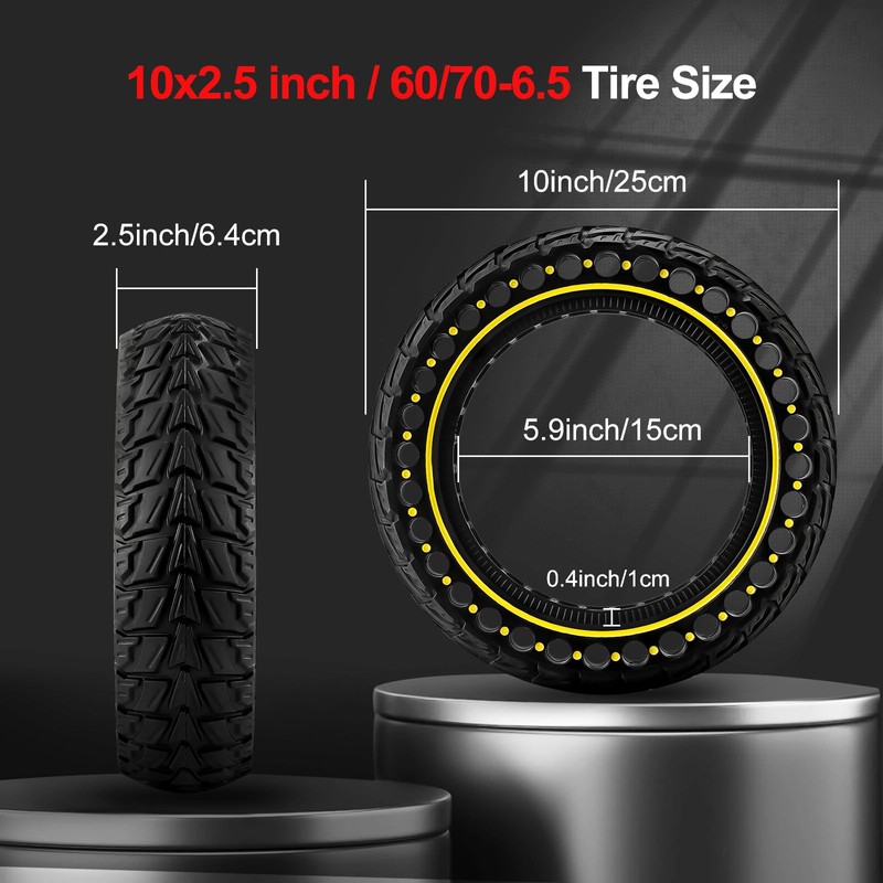 BANGTING 1PCS 60/70-6.5 Scooter Tire, 10x2.5 inch Tire Solid for