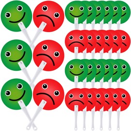 30 Pack Face Classroom Voting Paddles Handy Teacher Classroom Event Supplies Plastic Face Sign Green Red Yes or No Paddles True False Paddles for School Student