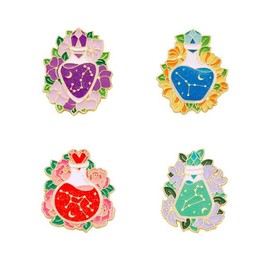 sunruchao 4pcs Cartoon Potion Bottle Enamel Pin Flower Bottle Brooch Pin Magic Potion Brooch constellation Brooch Pin Badge Pin Set Backpack Bag Hat Accessories Jewelry Gift