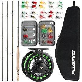 ‎PLUSINNO Fly Fishing Rod and Reel Combo, 4 Piece Lightweight Ultra-Portable Graphite Fly