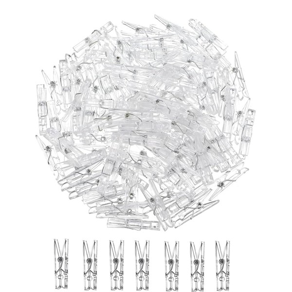 JJiaoLinin Spring Hanging Clips, Pack of 100 Mini Clips, Transparent