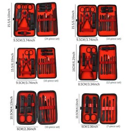 Stainless Steel Nail Clipper Set with Storage Case, 1 Set Portable Manicure & Pedicure Tool for Home & Travel, Professional Nail Care Tool for Men & Women, Nails, Nail Supplies:_Red And Black_18pcs