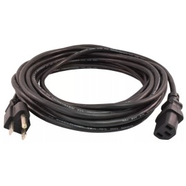 PTC Universal 18 AWG Standard Black Color Power Cord NEMA 5-15P To C13, 25 ft.